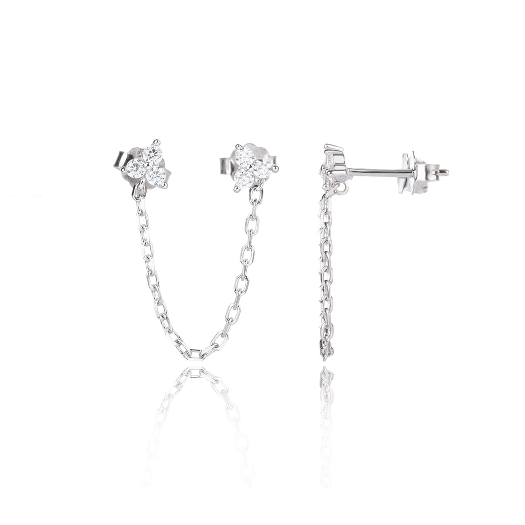 עגילי שרשרת זרקונים