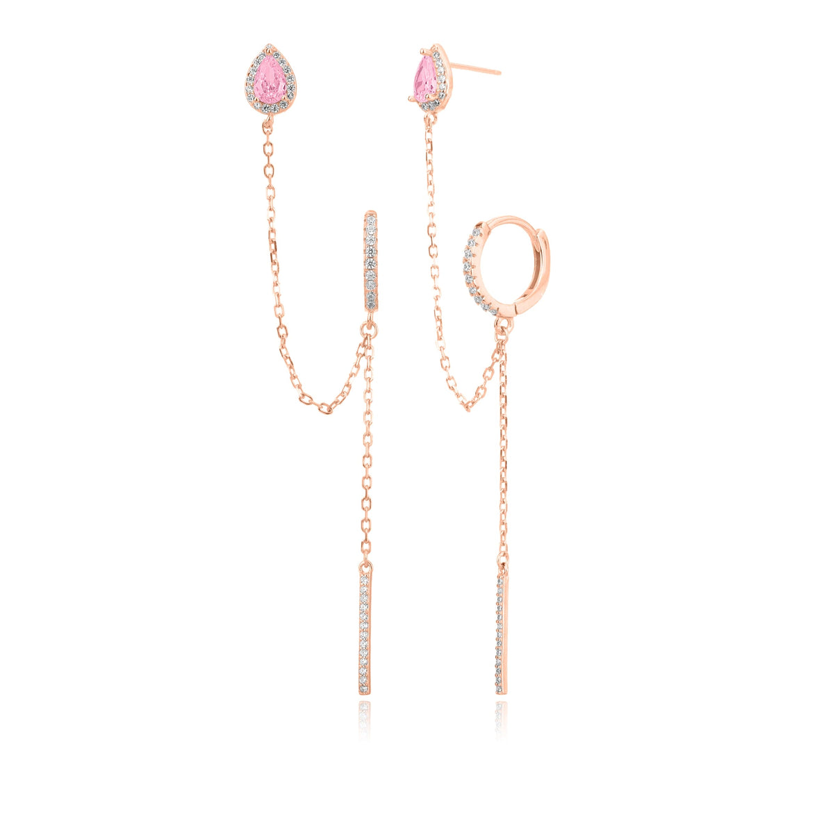 עגילי טיפות השרשרת