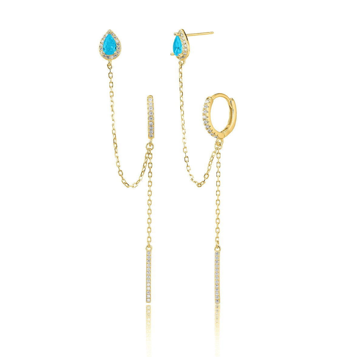 עגילי טיפות השרשרת