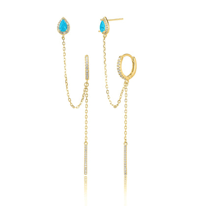 עגילי טיפות השרשרת