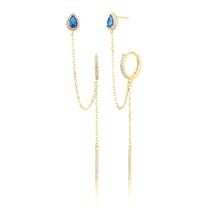 עגילי טיפות השרשרת