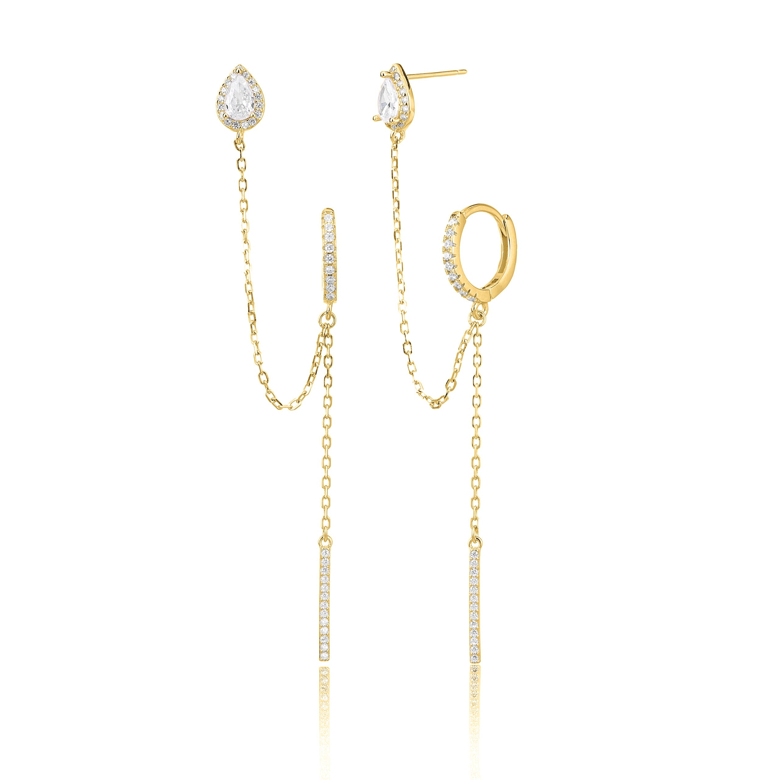 עגילי טיפות השרשרת