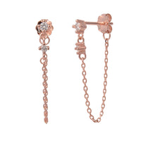 עגילי זרקון נופלים עם שרשרת