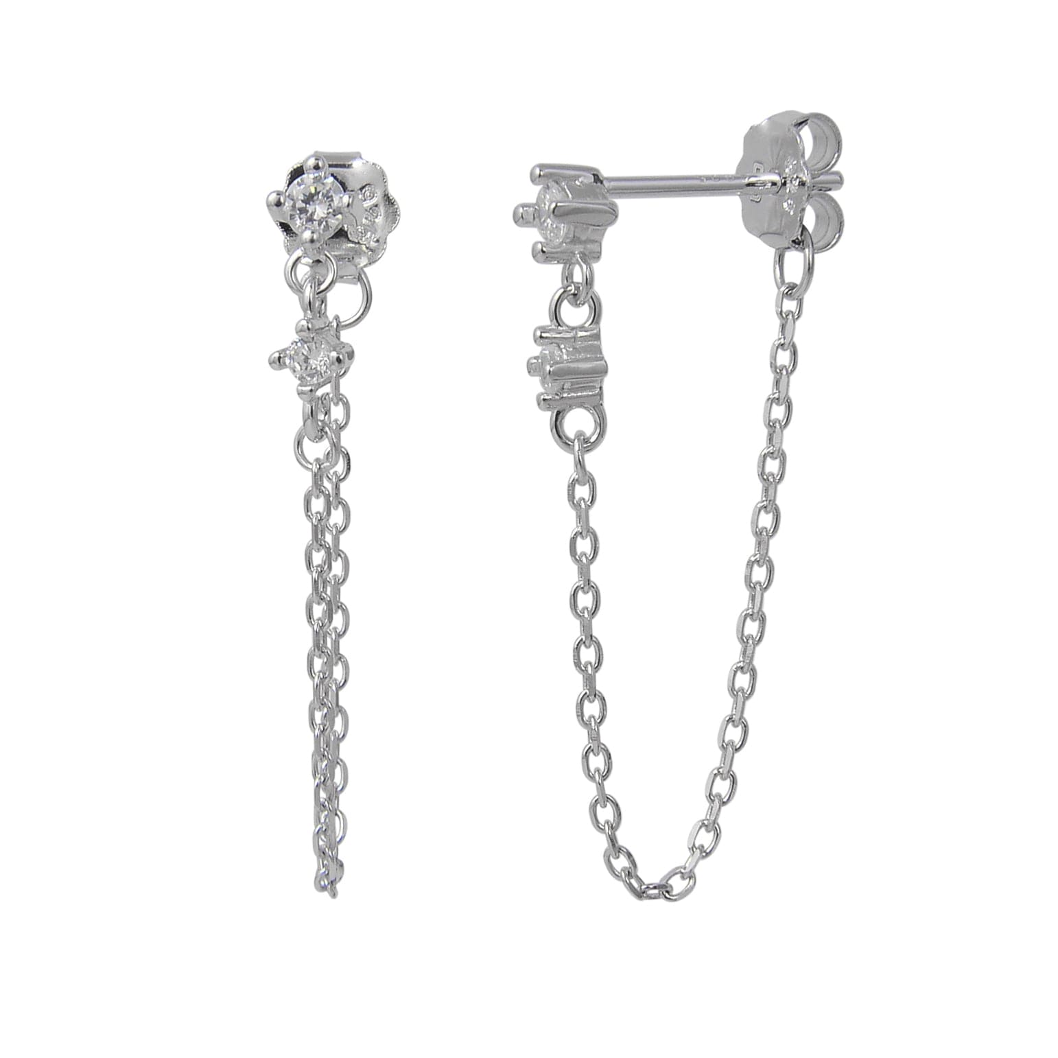 עגילי זרקון נופלים עם שרשרת