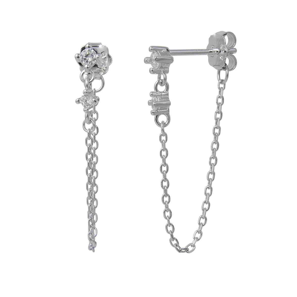 עגילי זרקון נופלים עם שרשרת