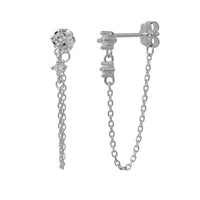 עגילי זרקון נופלים עם שרשרת