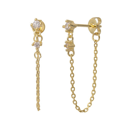 עגילי זרקון נופלים עם שרשרת