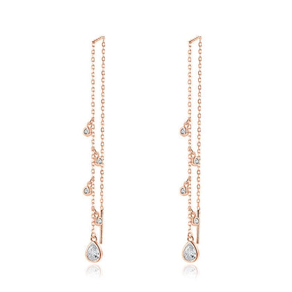 עגילי שרשרת משובצים