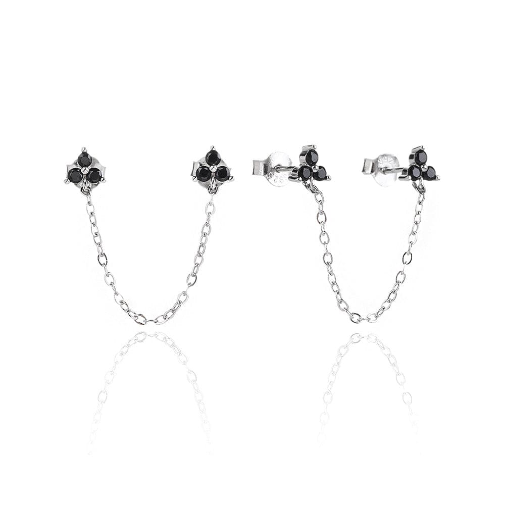 עגילי שרשרת שחורה