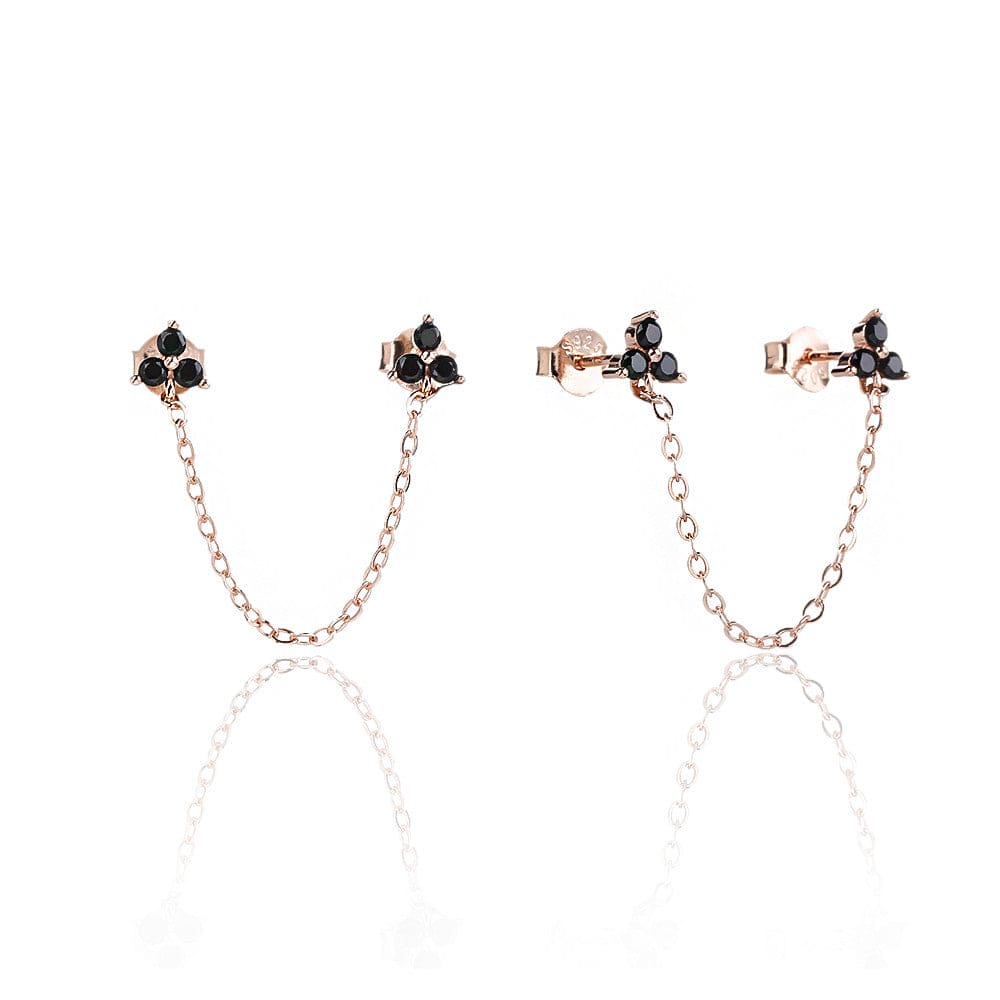 עגילי שרשרת שחורה