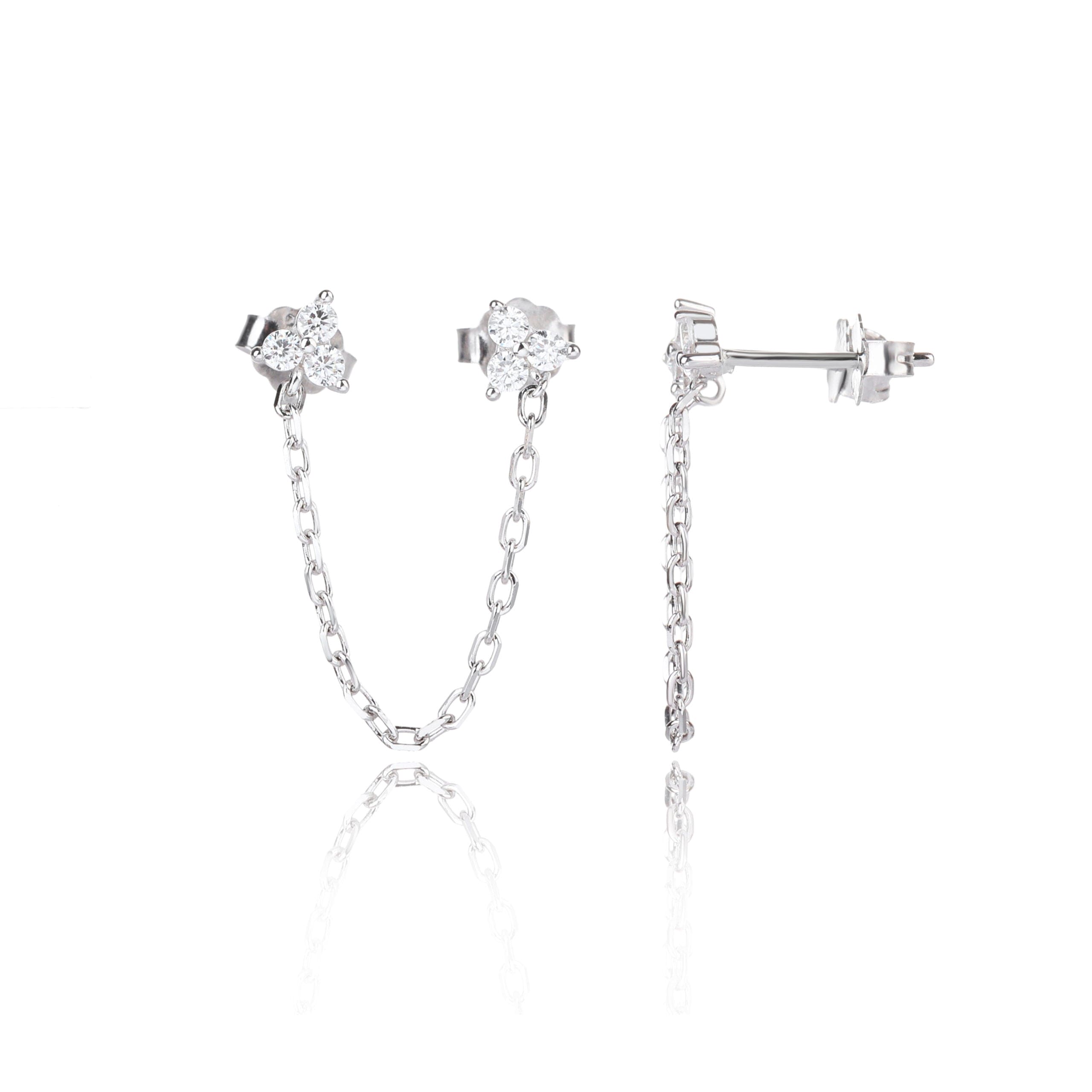 עגילי שרשרת זרקונים