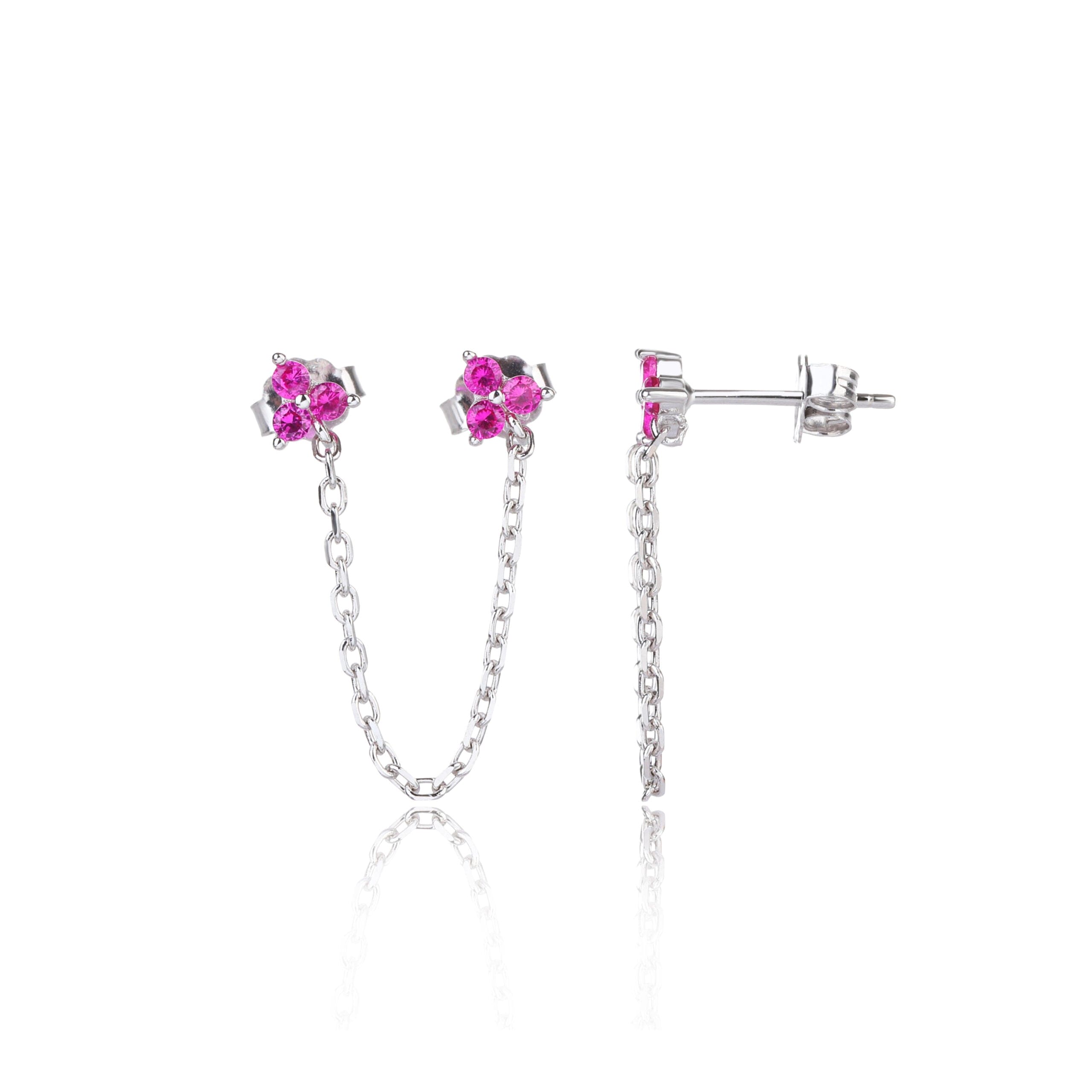 עגילי שרשרת זרקונים