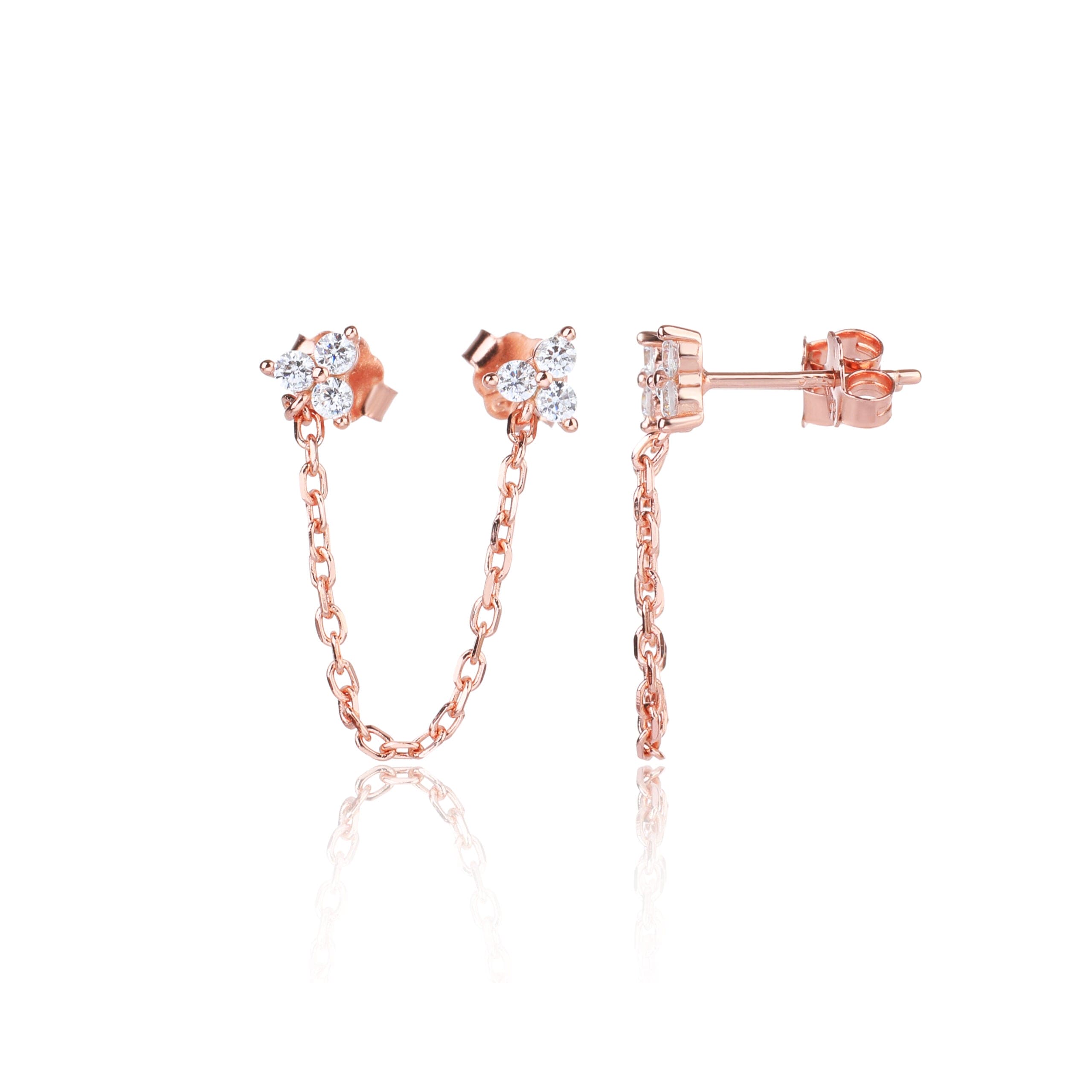 עגילי שרשרת זרקונים