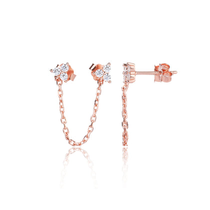 עגילי שרשרת זרקונים