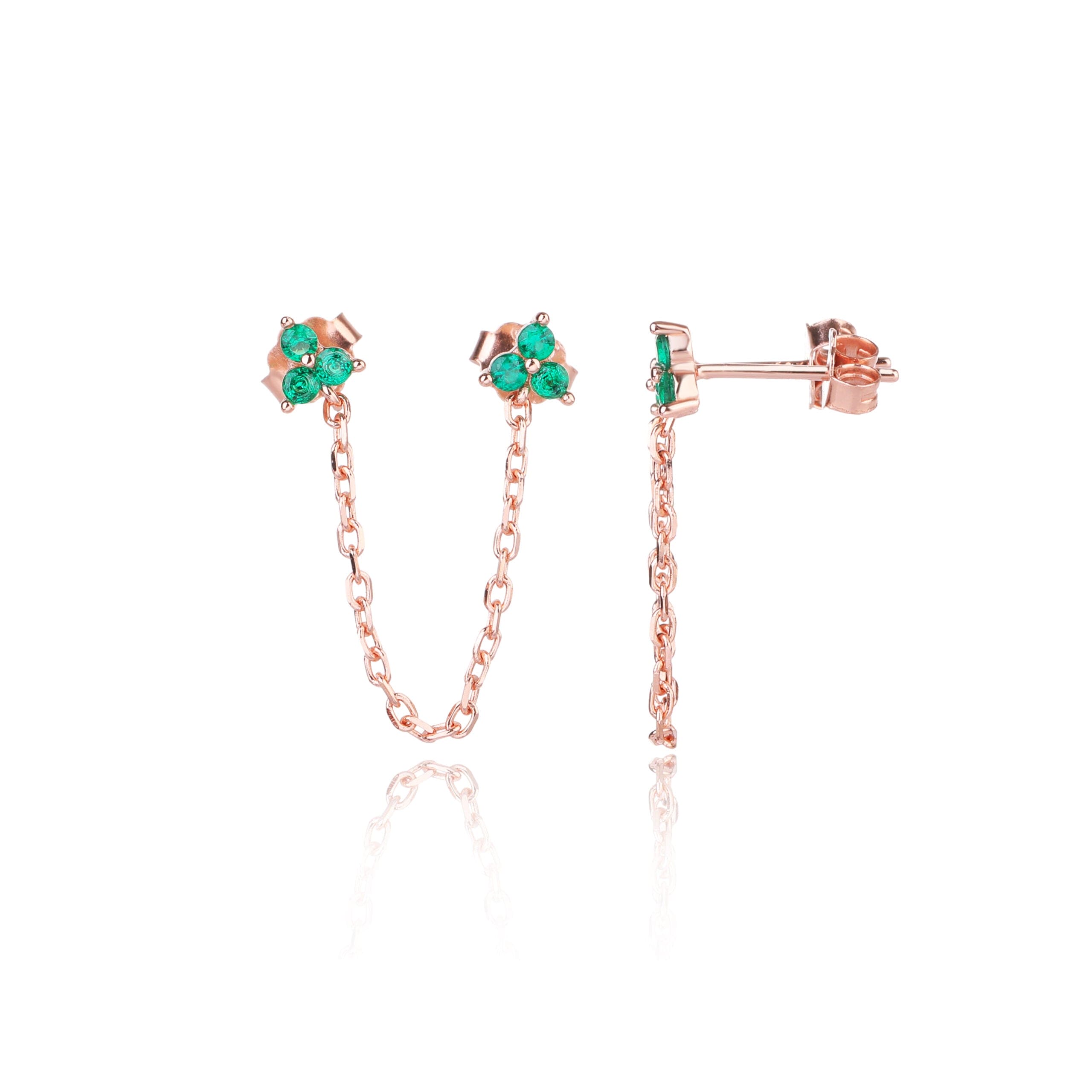 עגילי שרשרת זרקונים