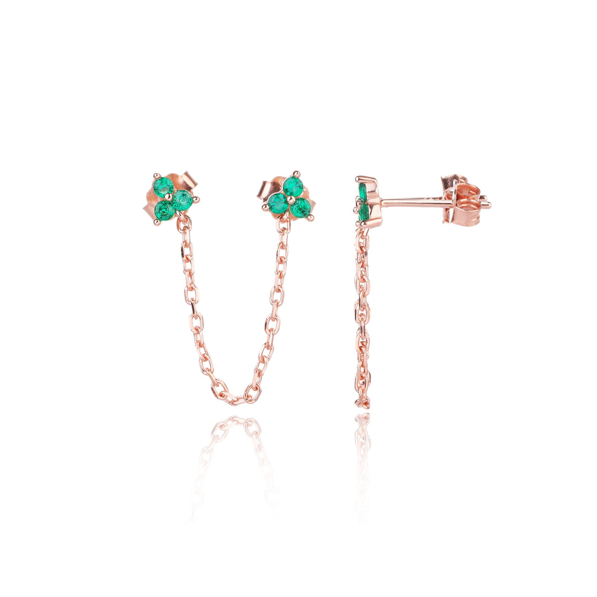 עגילי שרשרת זרקונים