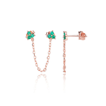 עגילי שרשרת זרקונים