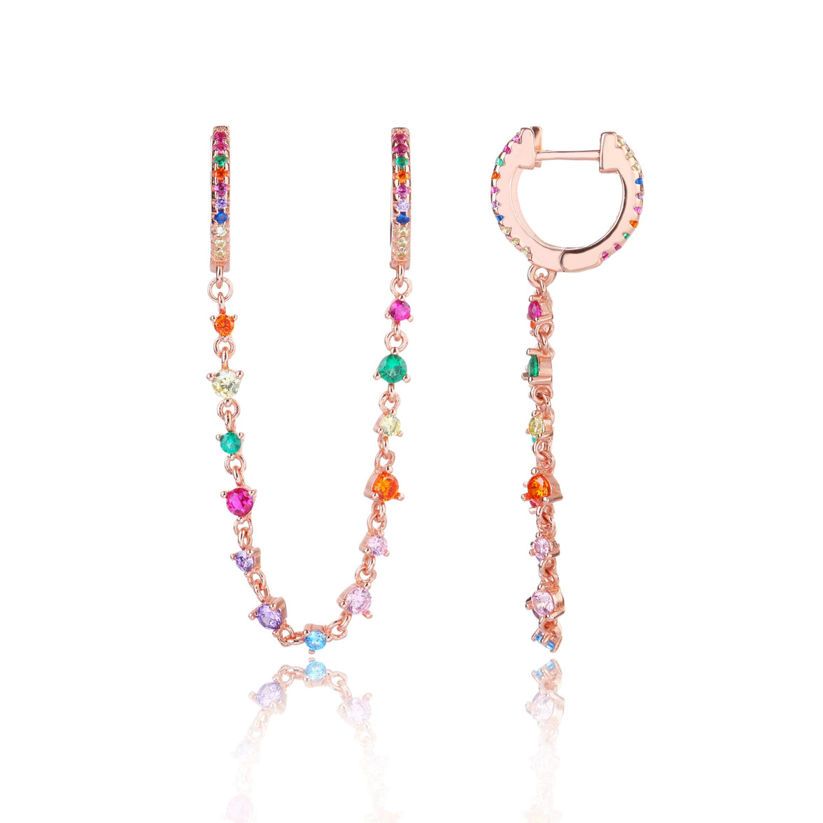 עגילי דאבל שרשרת