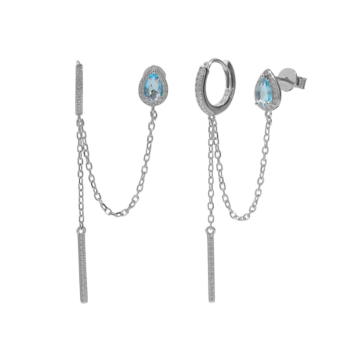 עגילי טיפות השרשרת