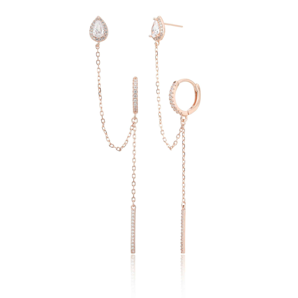 עגילי טיפות השרשרת