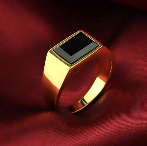 Black Hexagonal Stainless Steel Ring