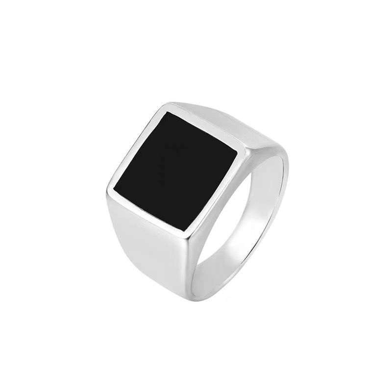 Black Hexagonal Stainless Steel Ring